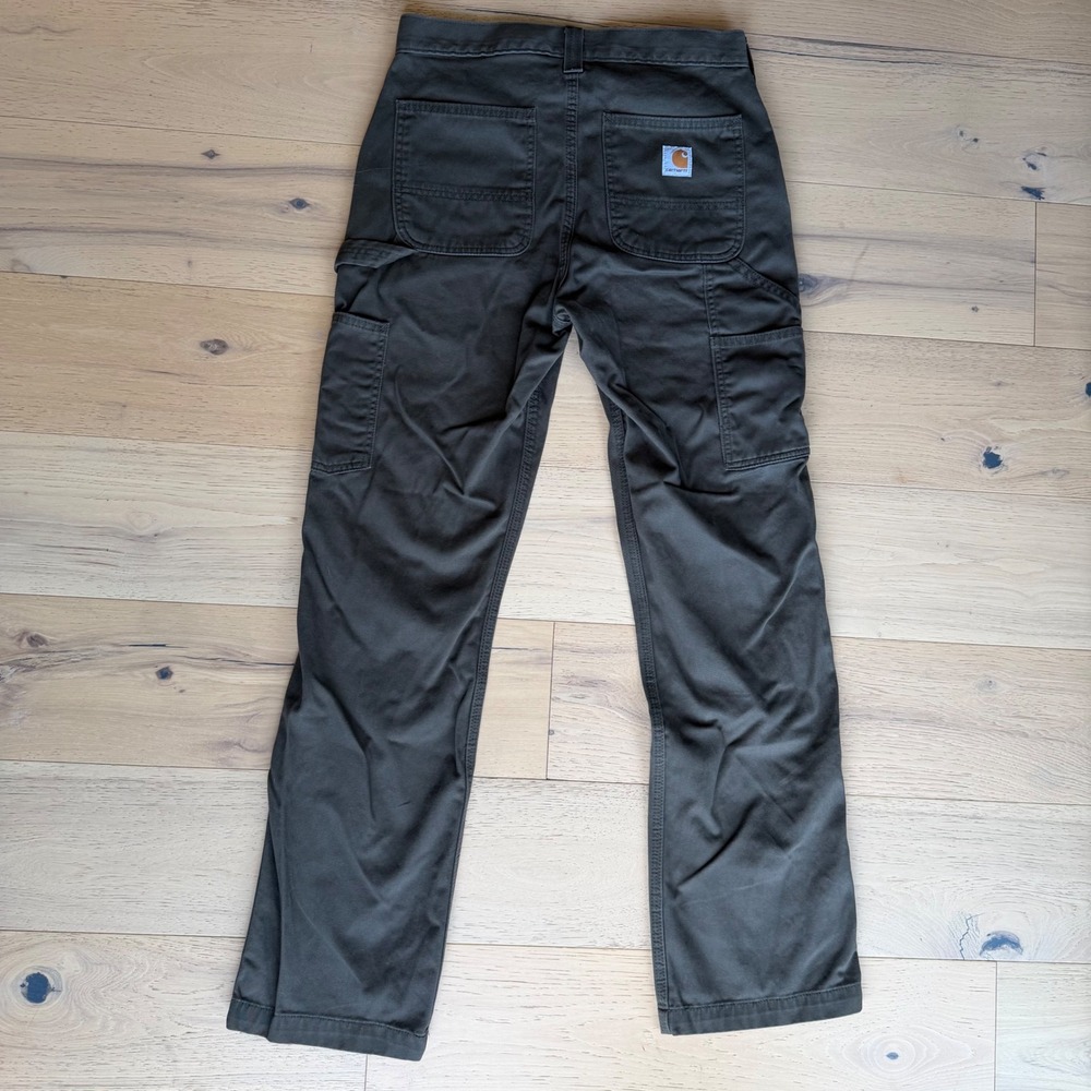 Carhartt Mens Washed Twill Dungaree Work Pants Green 30x32